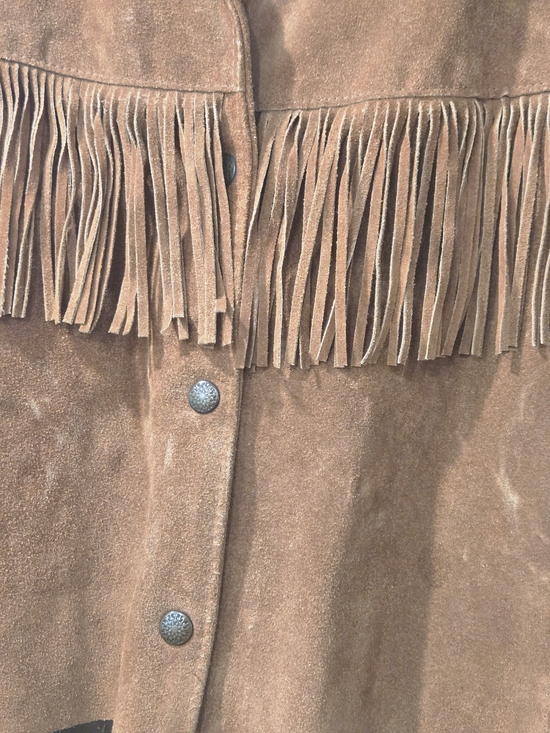 Lariat Jackets & Blazers - Vintage Lariat Leather Fringe Jacket Tan Cropped Western Suede Style